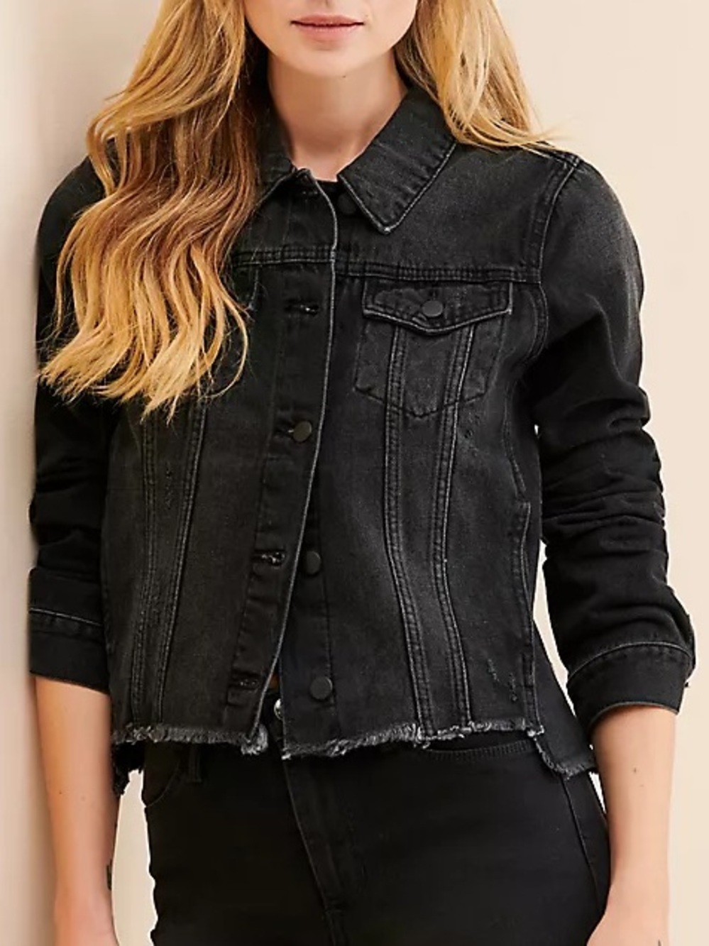 NWT Just USA Distressed Hem Denim Jacket Size Small